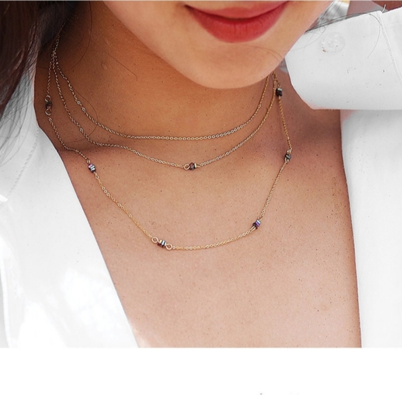 Layered gold plated necklace - Picture 5 of 7